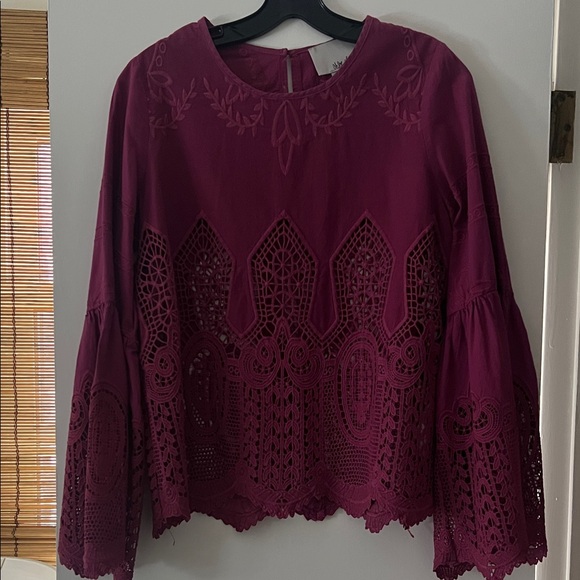 Anthropologie Embroidered Magenta Blouse - Picture 2 of 2